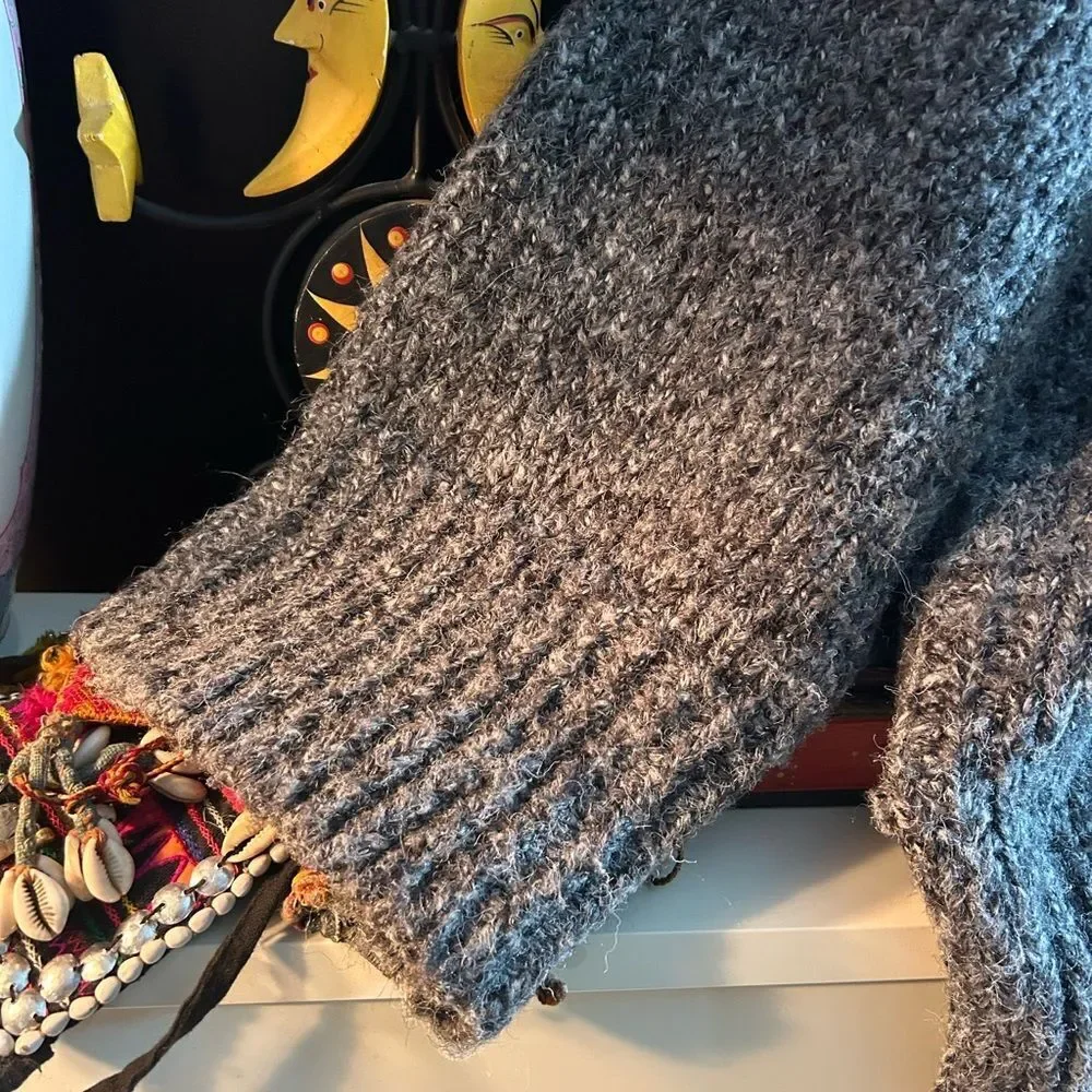 Zara Charcoal Gray Chunky Turtleneck Sweater - Picture 7 of 16